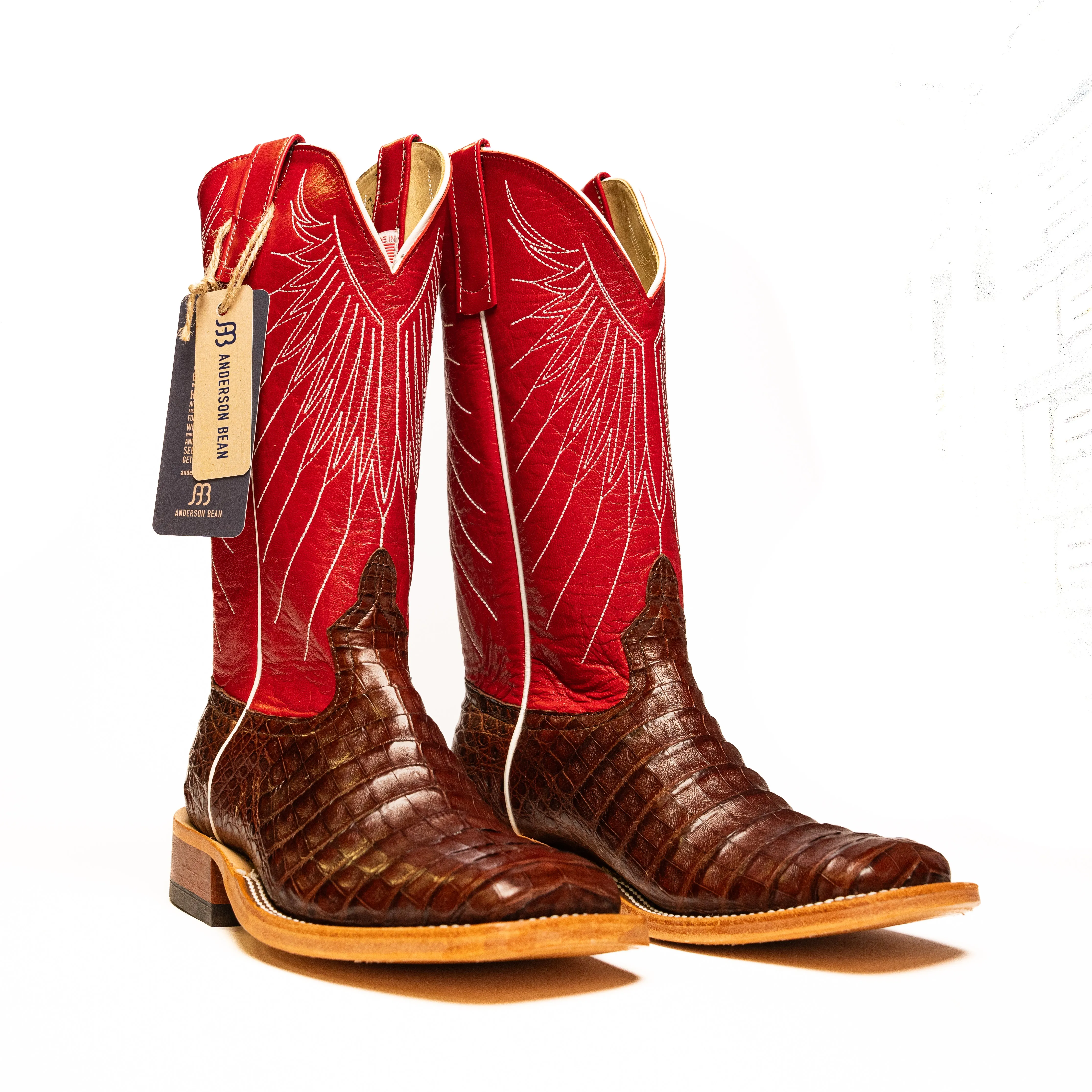 Anderson Bean Tobacco Caiman Belly with Tristan Kidskin Top S3014