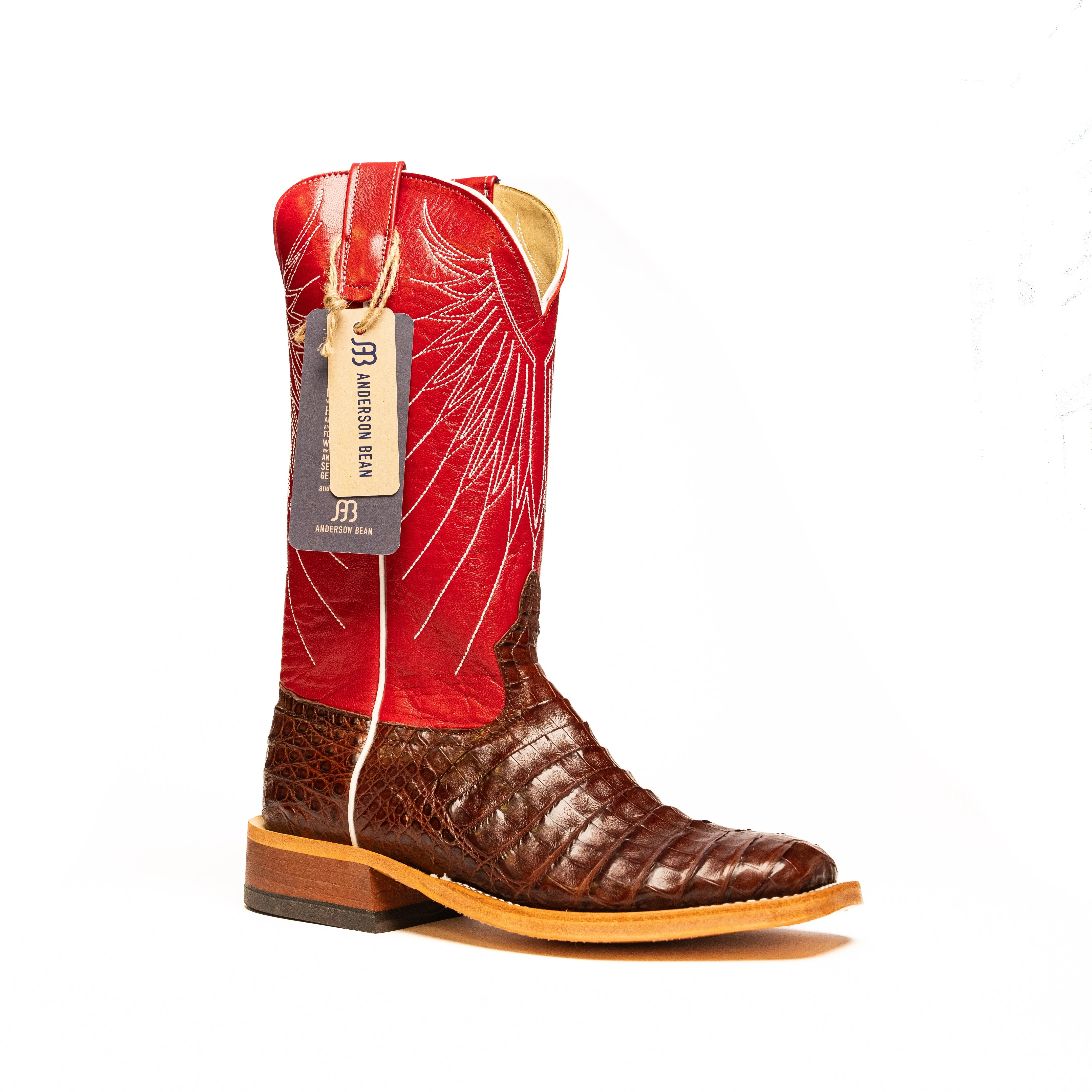 Anderson Bean Tobacco Caiman Belly with Tristan Kidskin Top S3014