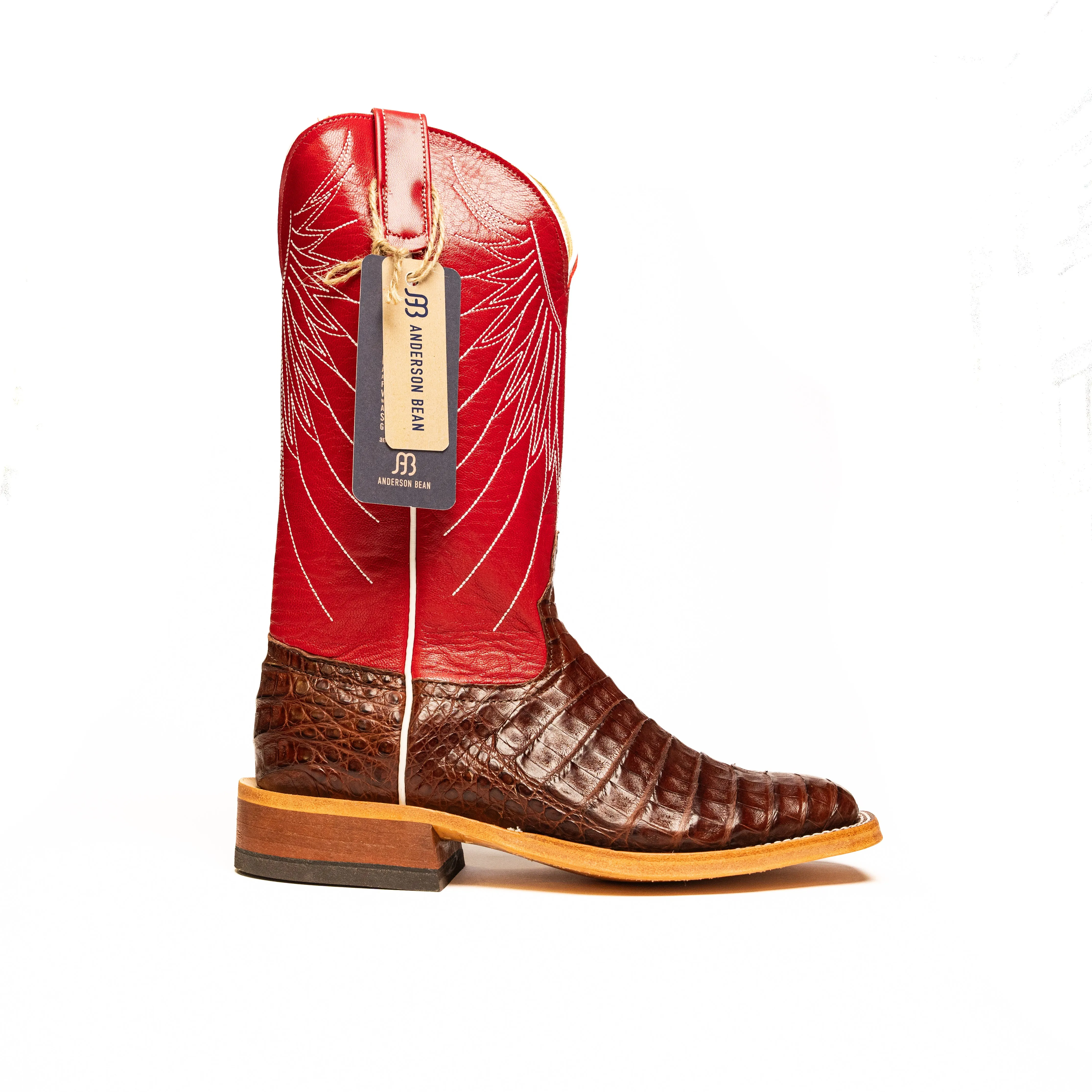 Anderson Bean Tobacco Caiman Belly with Tristan Kidskin Top S3014