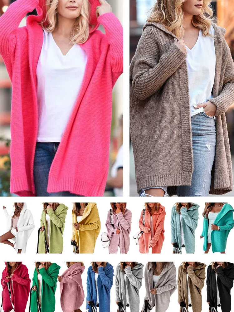 Betterthy 🔥2024 NEW Bat Sleeve Loose Hooded knitted Sweater Cardigan