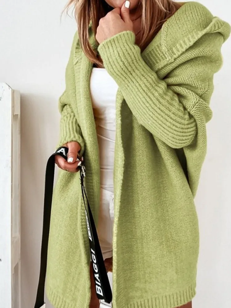 Betterthy 🔥2024 NEW Bat Sleeve Loose Hooded knitted Sweater Cardigan