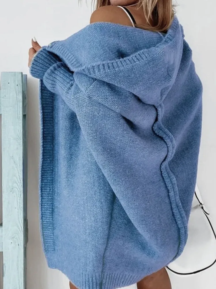 Betterthy 🔥2024 NEW Bat Sleeve Loose Hooded knitted Sweater Cardigan
