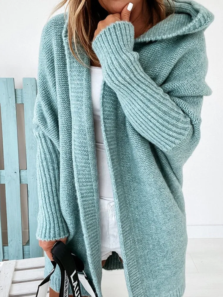 Betterthy 🔥2024 NEW Bat Sleeve Loose Hooded knitted Sweater Cardigan