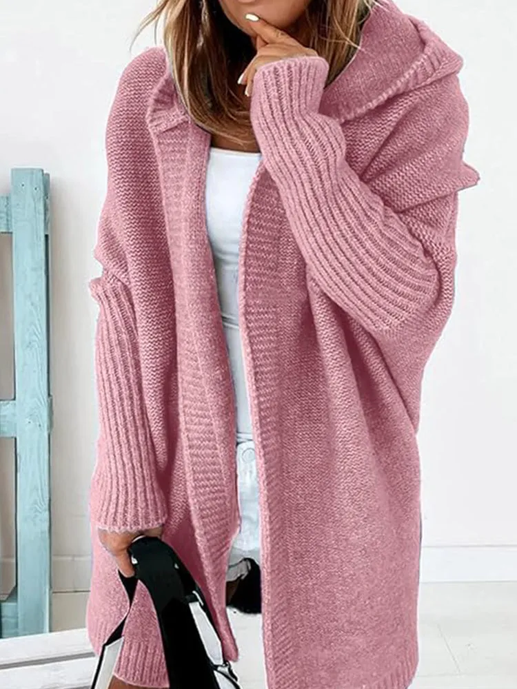 Betterthy 🔥2024 NEW Bat Sleeve Loose Hooded knitted Sweater Cardigan