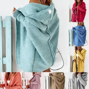 Betterthy 🔥2024 NEW Bat Sleeve Loose Hooded knitted Sweater Cardigan