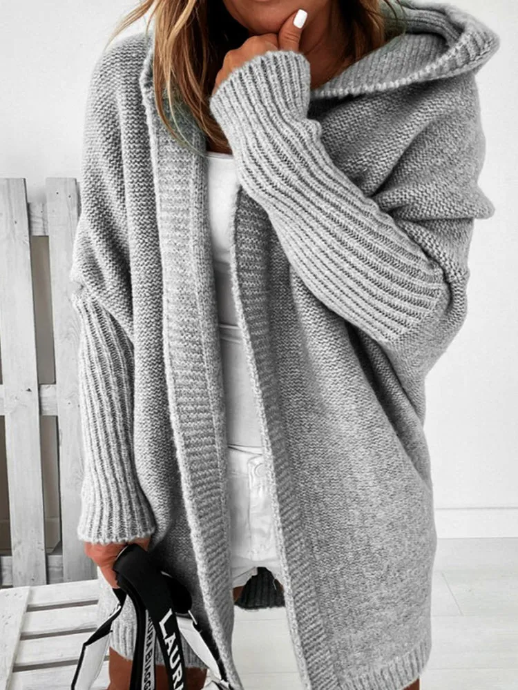 Betterthy 🔥2024 NEW Bat Sleeve Loose Hooded knitted Sweater Cardigan