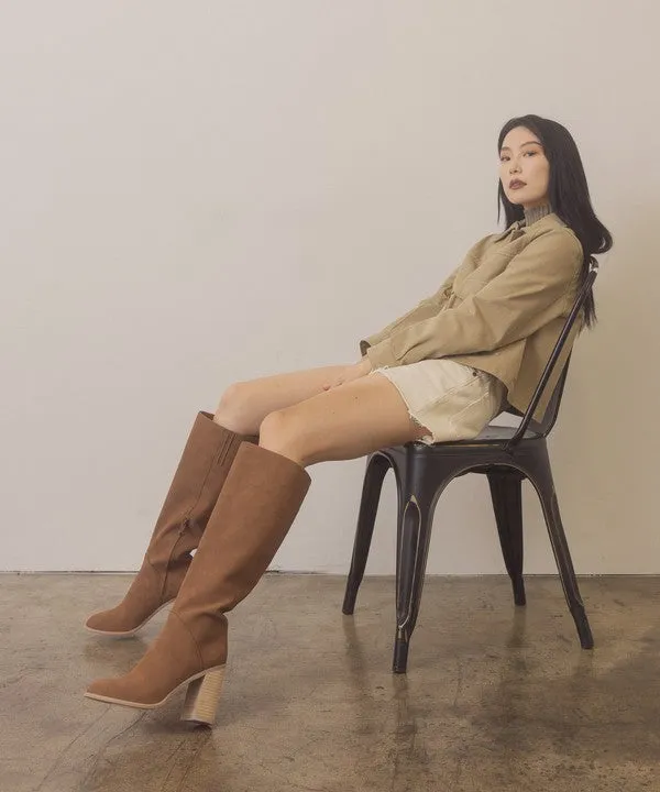Classic Stylish Fashion Knee High Block Heel Shoes Boots