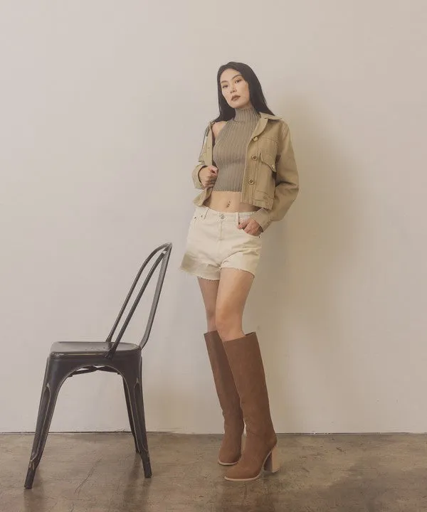 Classic Stylish Fashion Knee High Block Heel Shoes Boots