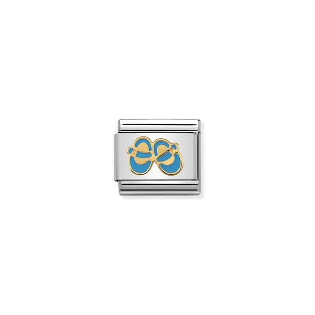 Composable Gold Blue Baby Shoes Link - 030242/38