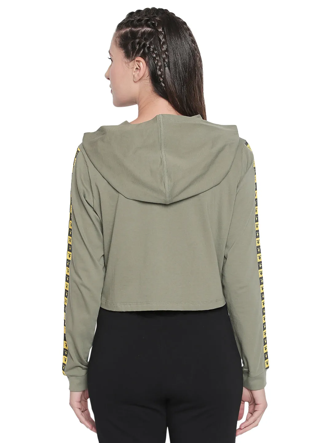 Disrupt Light Olive Full Sleeve Cotton Hoodie Tshirt