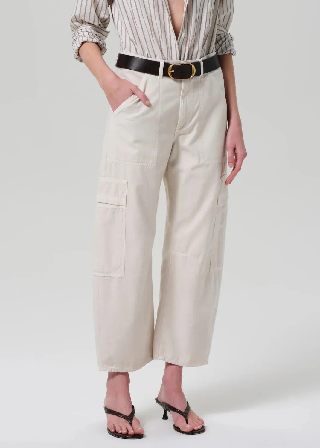 Marcelle Low Slung Cargo Sateen Almondette
