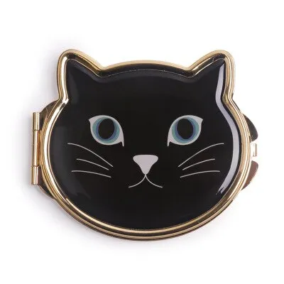Metal Cat Compact Pocket Mirror For Woman Double Sided Folding Mirror 1 Piece