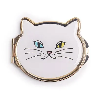 Metal Cat Compact Pocket Mirror For Woman Double Sided Folding Mirror 1 Piece
