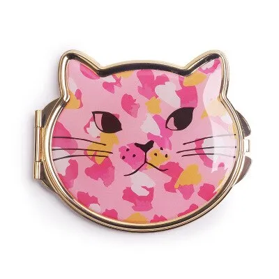 Metal Cat Compact Pocket Mirror For Woman Double Sided Folding Mirror 1 Piece