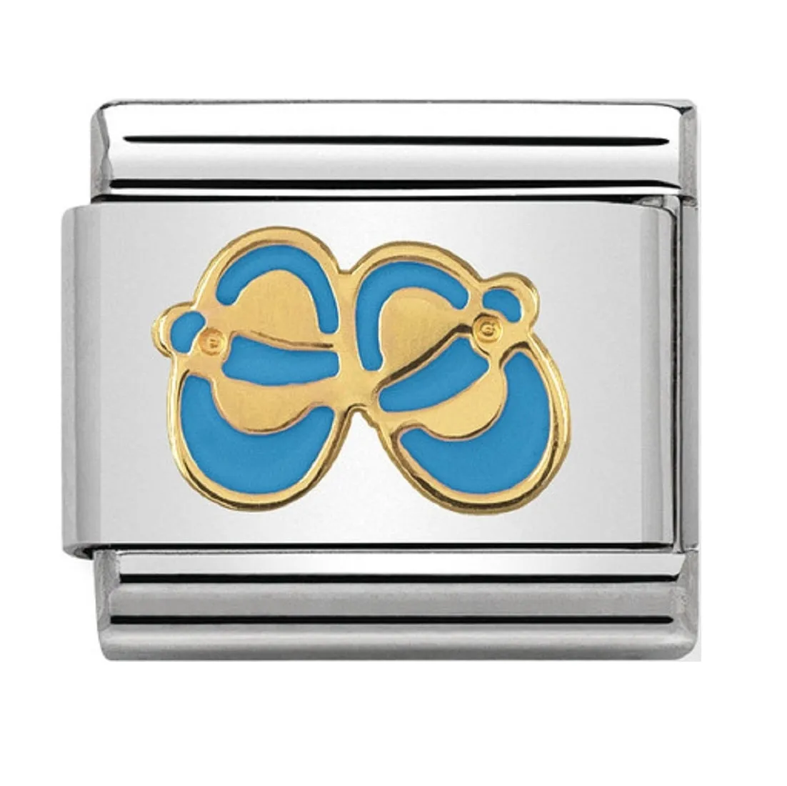 NOMINATION Link Gold and Enamel Light Blue Baby Shoes