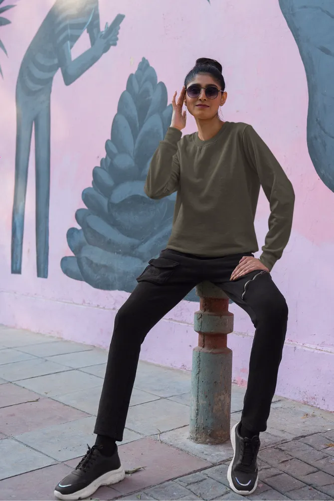 Olive Green Sweatshirt for women