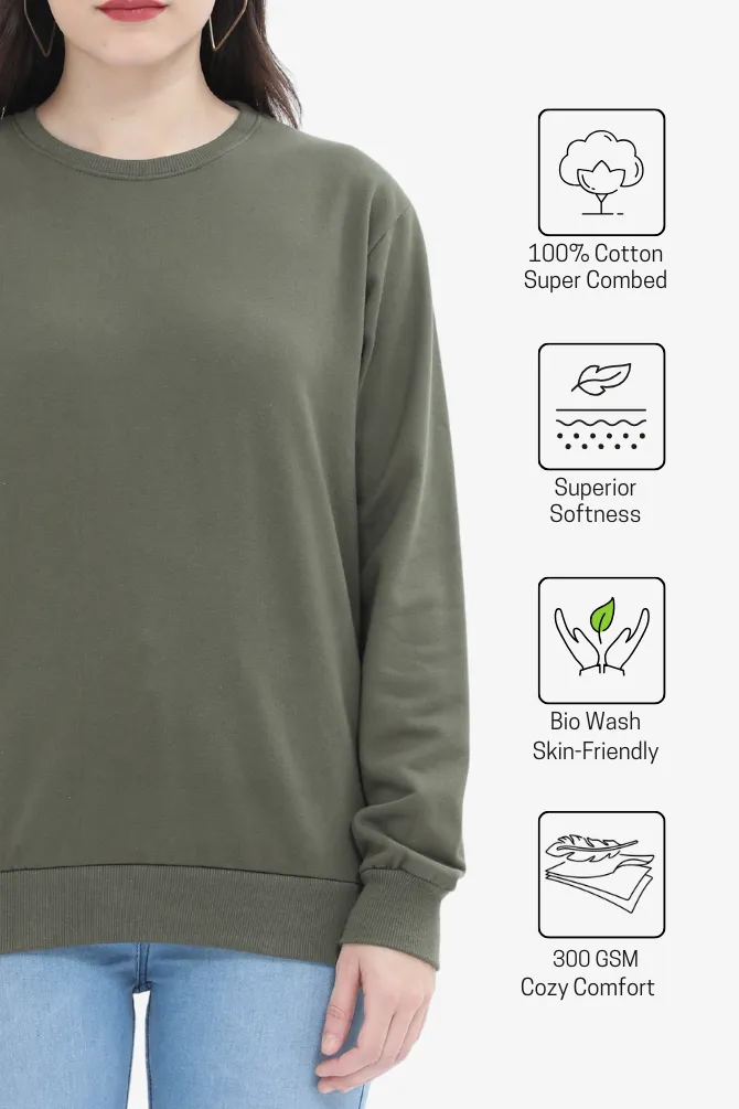 Olive Green Sweatshirt for women
