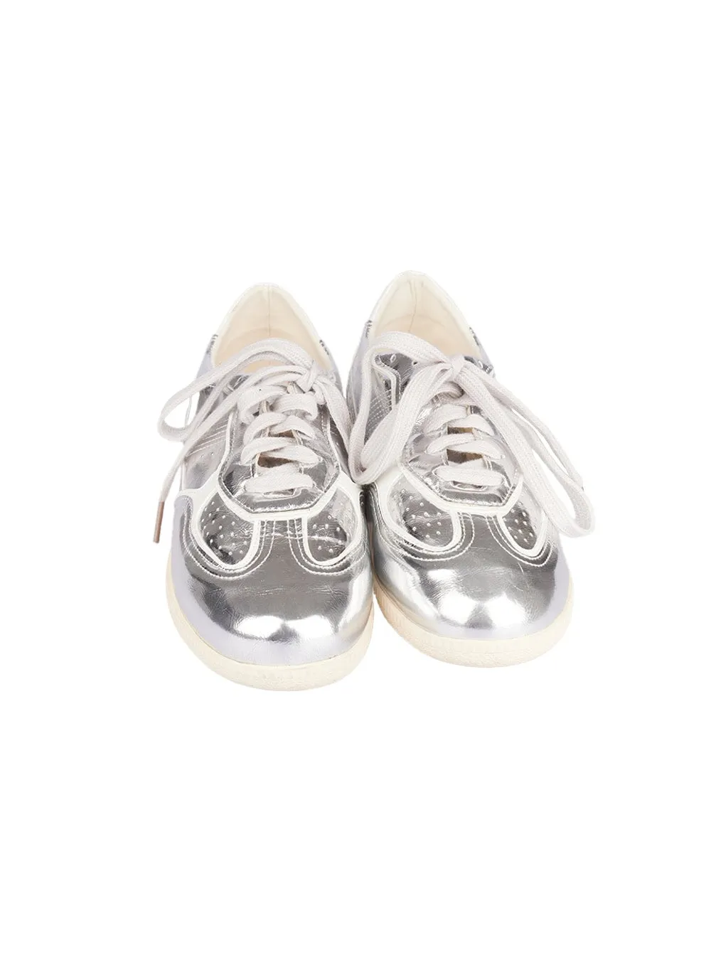Silver Faux Leather Sneakers IM514