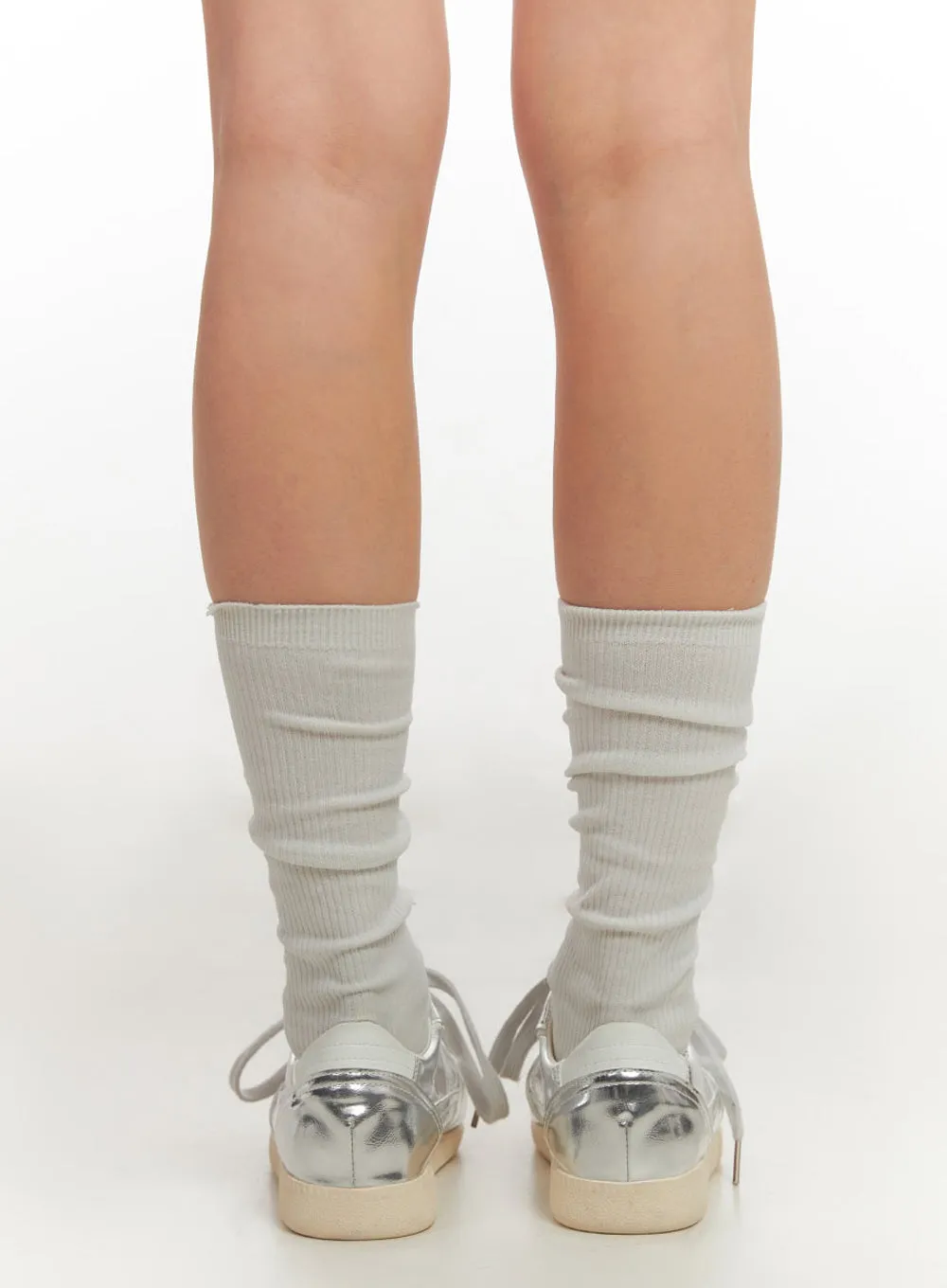 Silver Faux Leather Sneakers IM514