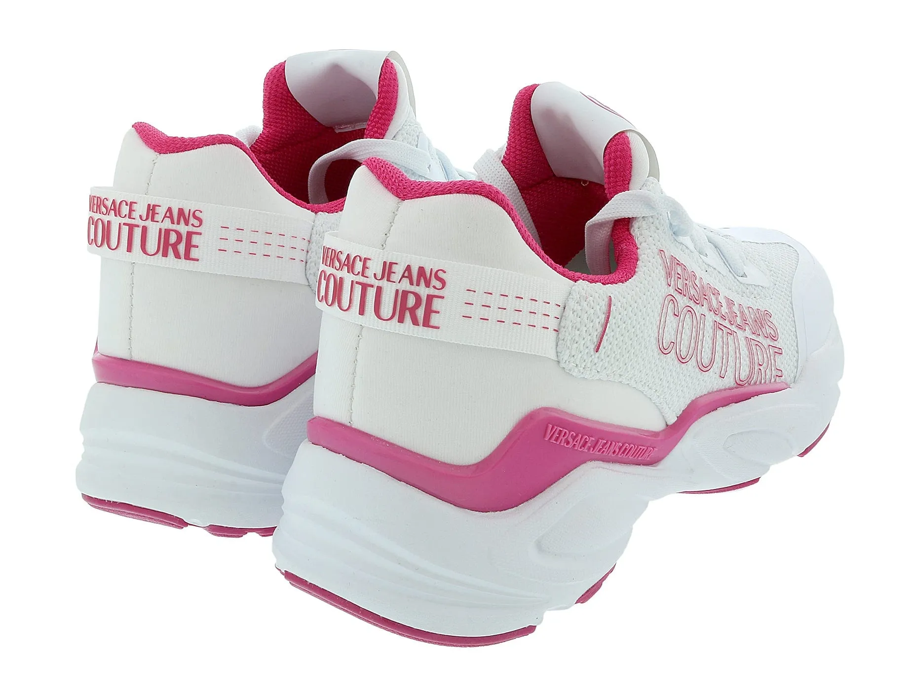 Versace Jeans Couture White Pink  Athletic  Fashion Everyday Sneakers -