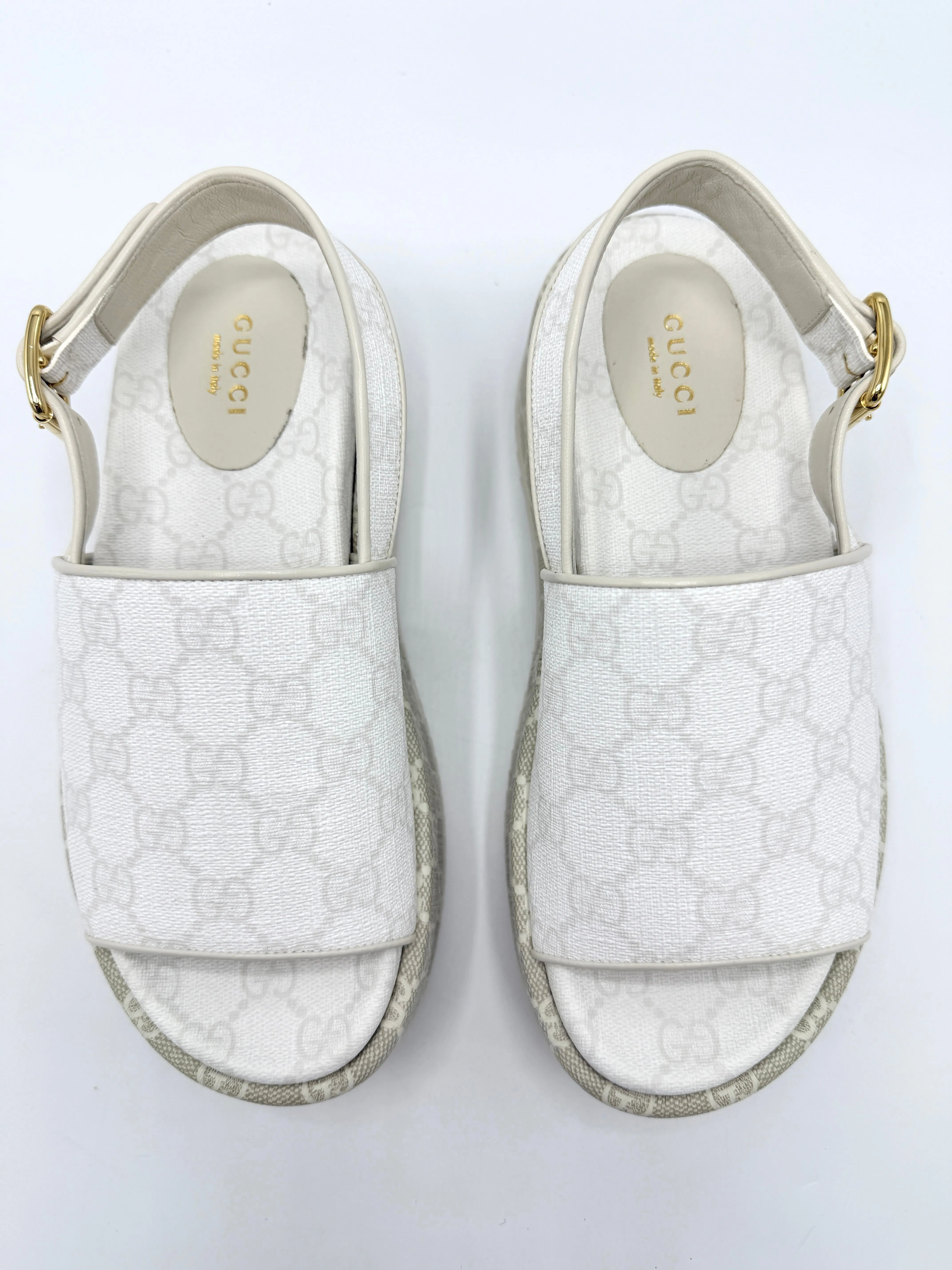 White GG Supreme Platform Shoes Sz 36.5