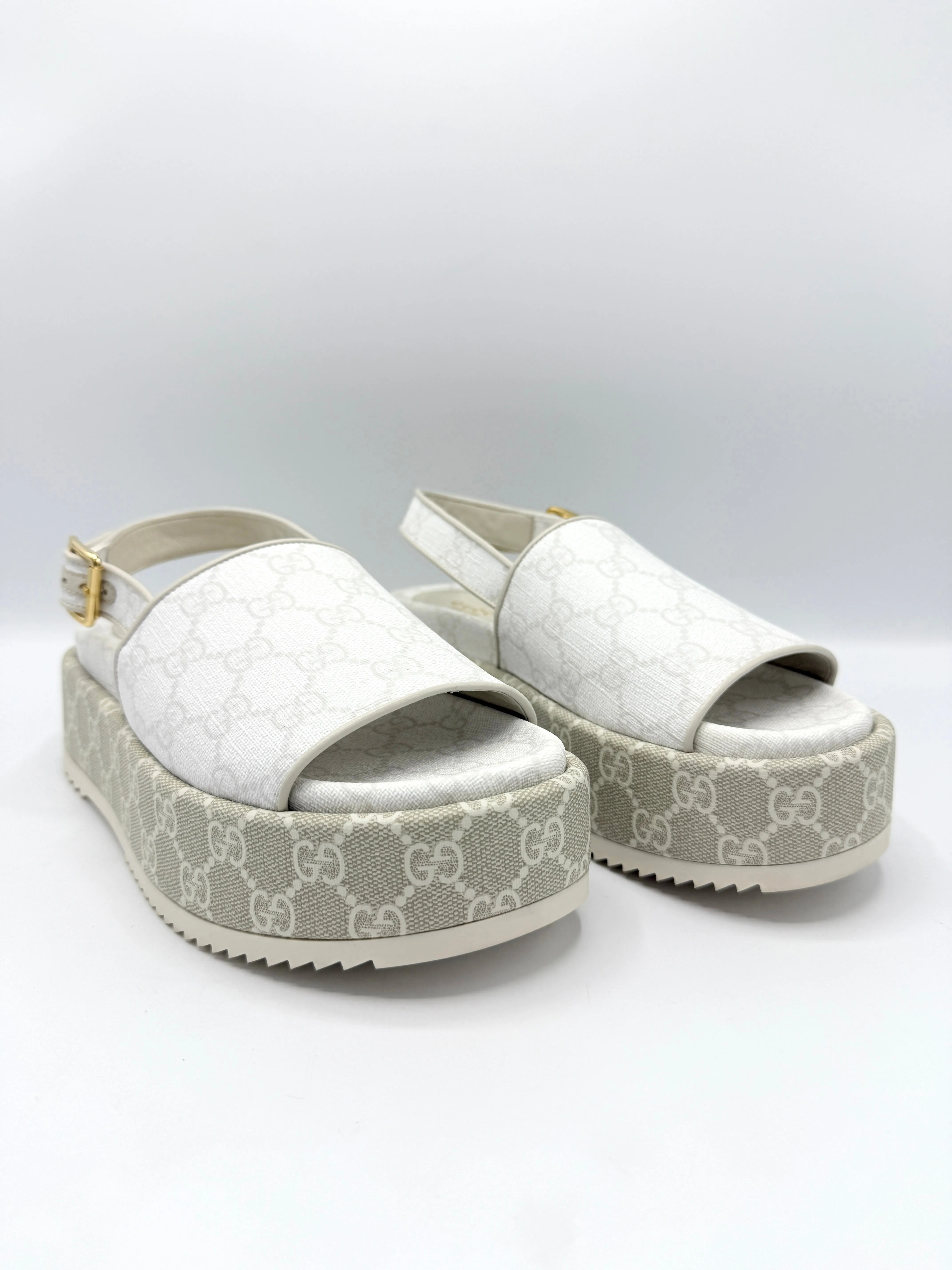 White GG Supreme Platform Shoes Sz 36.5