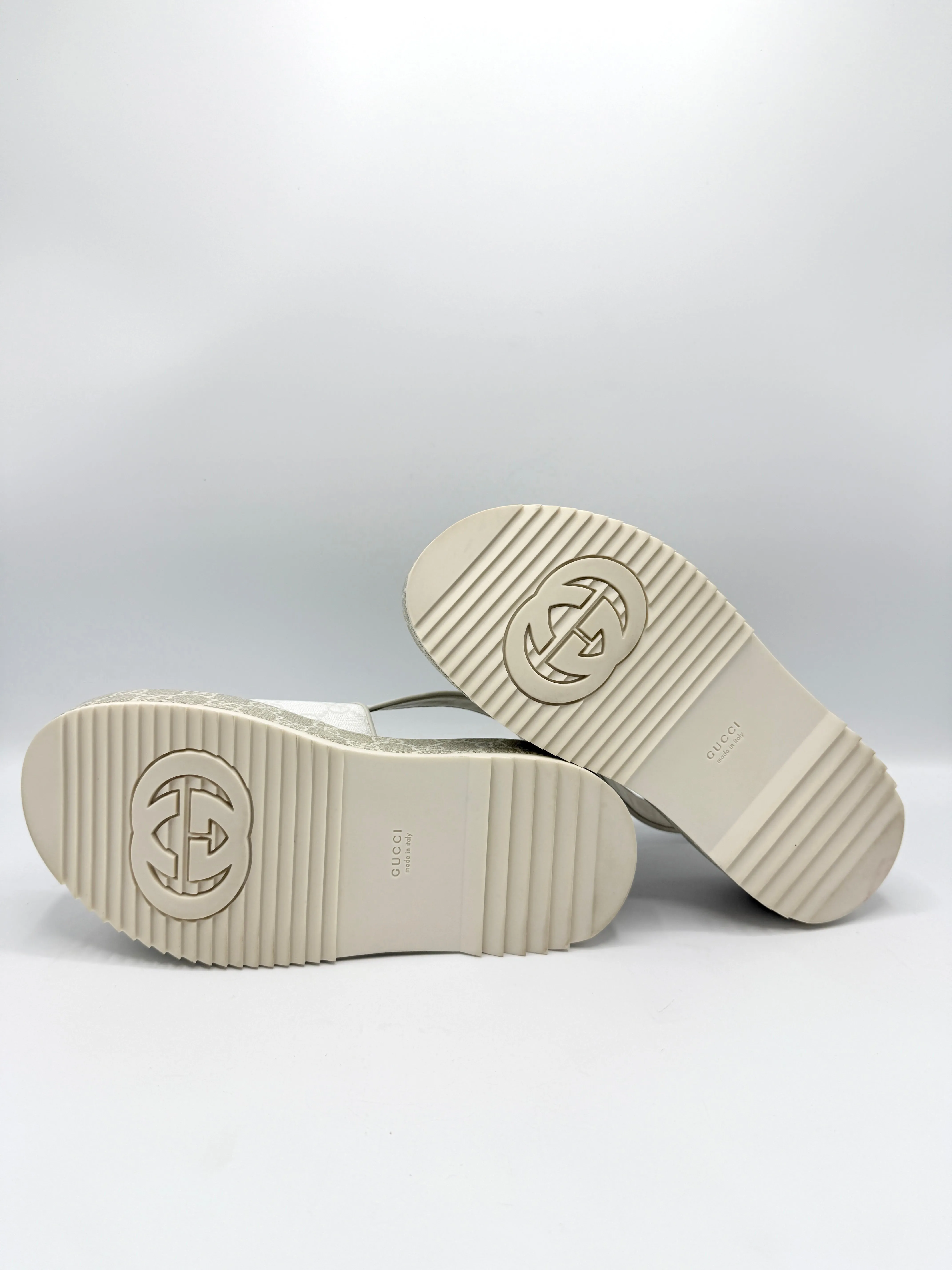 White GG Supreme Platform Shoes Sz 36.5