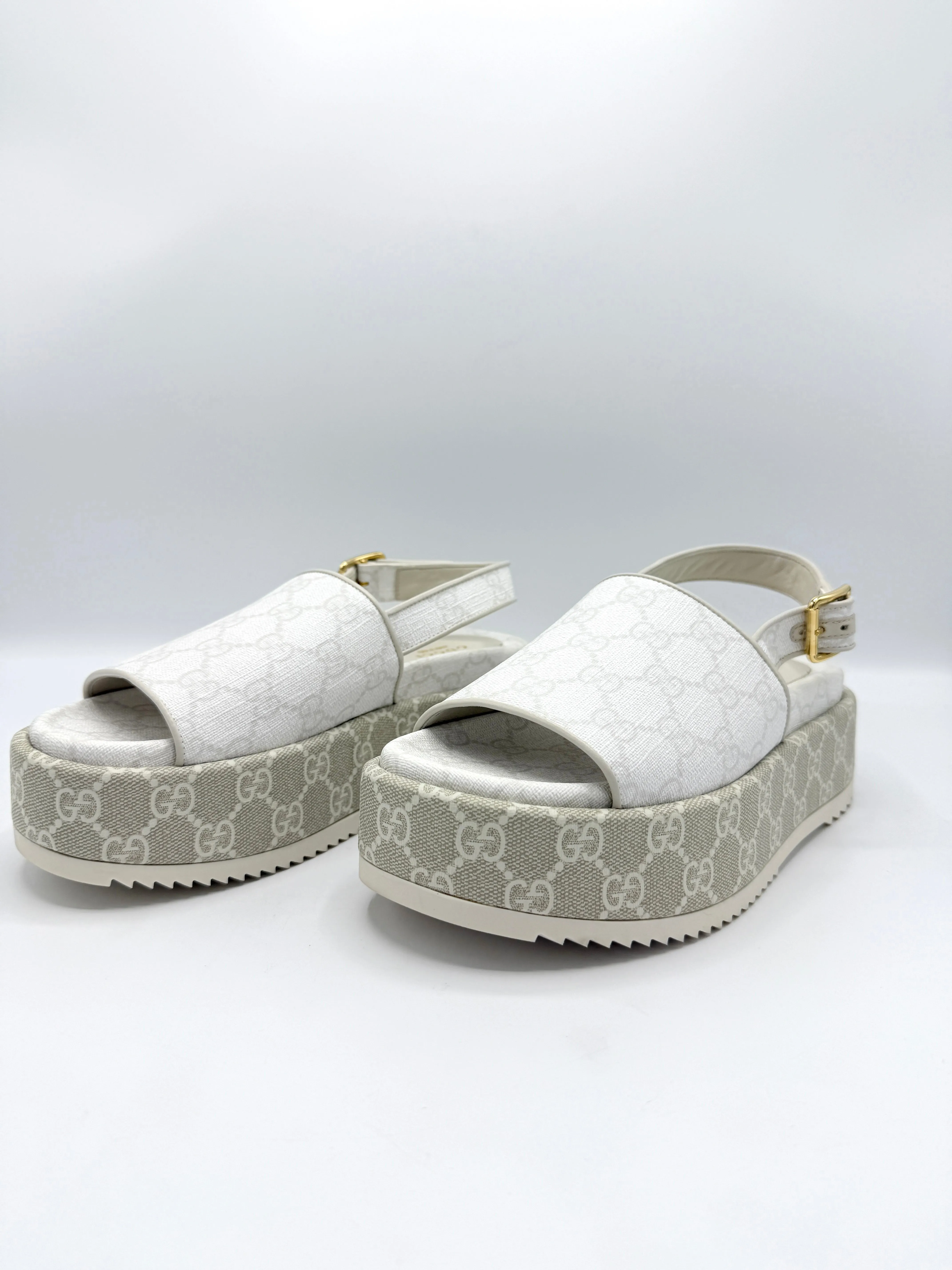 White GG Supreme Platform Shoes Sz 36.5
