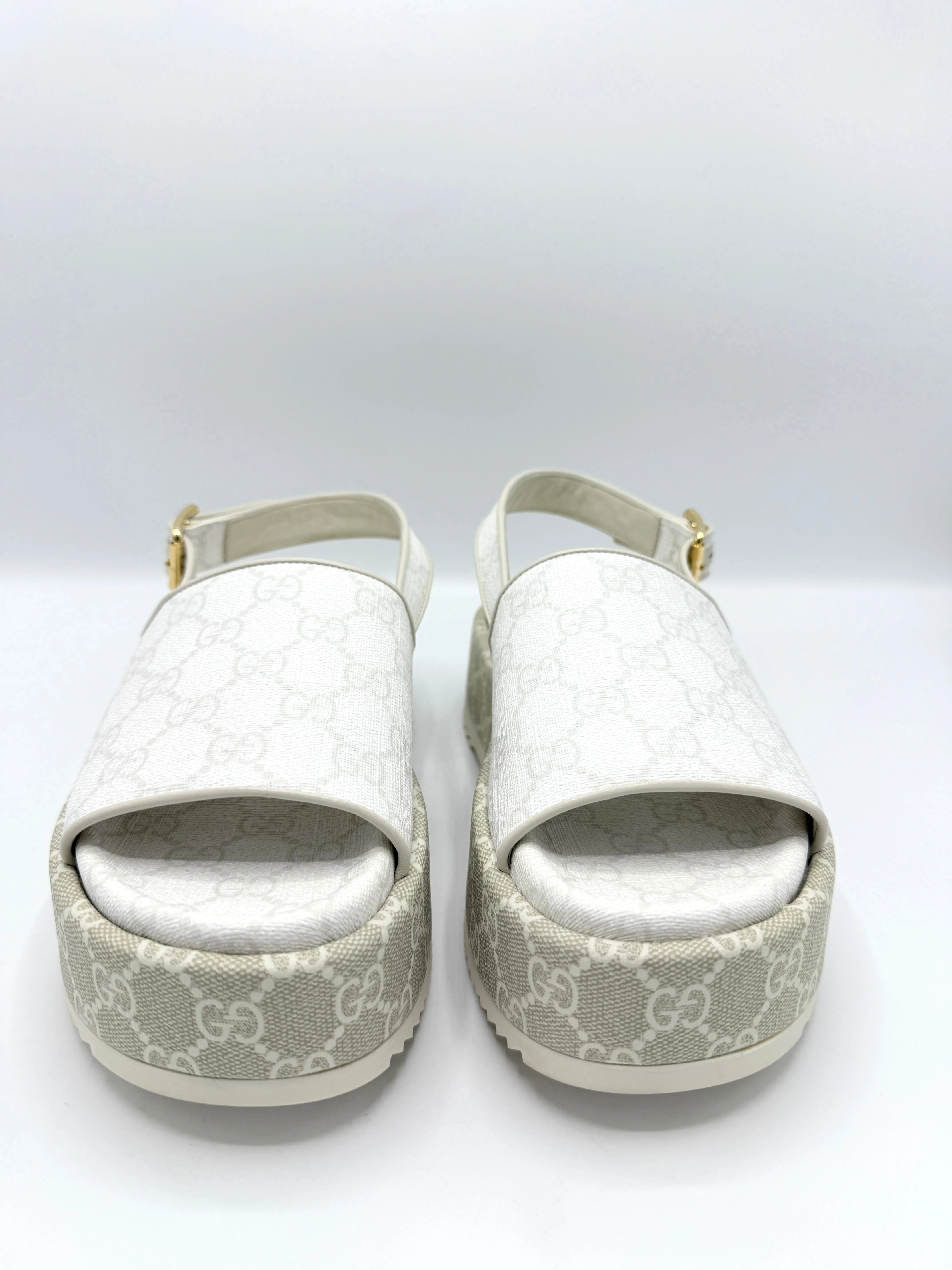 White GG Supreme Platform Shoes Sz 36.5